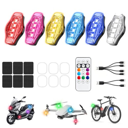 6PCS Wireless LED Strobe Lights High Bright Anti Collision Warning Light - size: 6-in-1