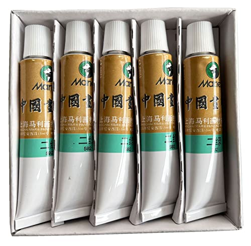 Easyou Marie's Chinese Painting Color Tubes Watercolor Set 12mlx5PCS No.592 Green Label2 - color: Mc592GreenLabel2