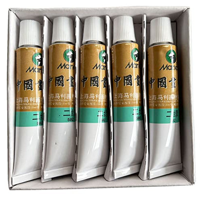Easyou Marie's Chinese Painting Color Tubes Watercolor Set 12mlx5PCS No.592 Green Label2 - color: Mc592GreenLabel2