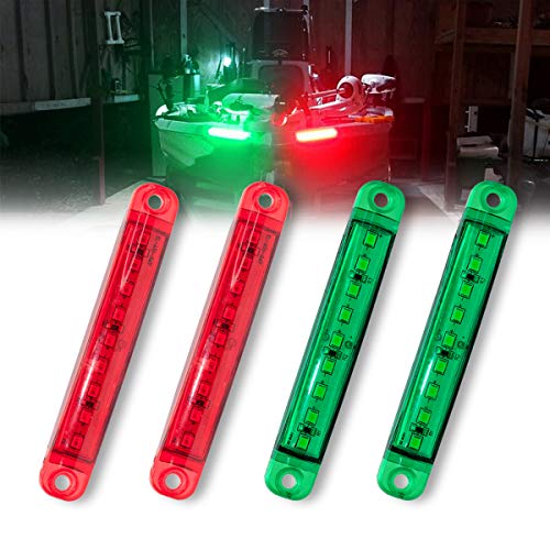 4Pcs Boat Navigation Lights, Red & Green, LED, Suitable for Boat, Stern & Bow Lights - size: 2X Red 2X Green
