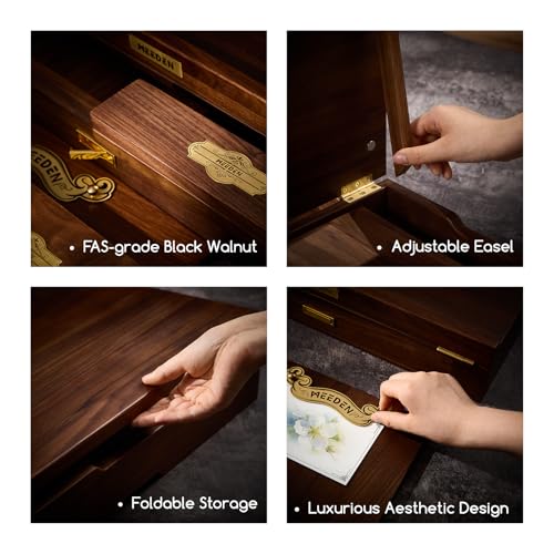 MEEDEN Black Walnut Tabletop Easel Set: All-in-One Luxury Art Supplies Kit