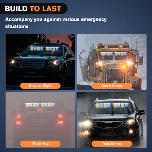 Nilight 32LED Amber Blue Emergency Dash Strobe Lights with Controller - color: Amber and Blue