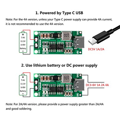 2PCS USB C BMS Step-up Boost Module 2S 3S 4S 1A 2A 4A 18650 Lithium Battery Charger Board for Li-Po Polymer Power Bank (3S 1A) - color: 3S1A