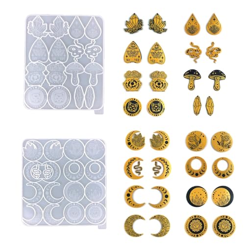 kingmise Moon Phase Earrings Pendant, epoxy Resin Silicone Mold 8943-8944