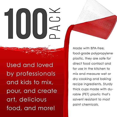 Pouring Masters 3 Oz (90 ml) Liquid Measuring Cups, 100 Pack with 25 Sticks - size: 3-Ounce - Cup