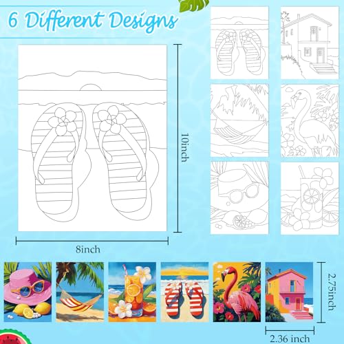 Dinifee 6 Pack Pre Drawn Canvas 8x10 Paint Kit for Adults, Colorful Hawaii - style: Colorful Hawaii