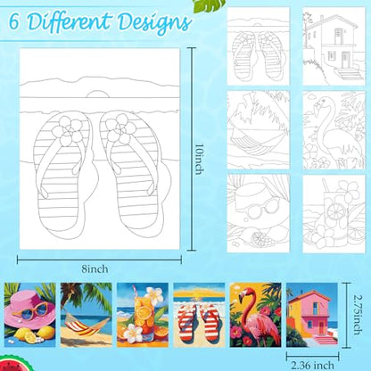Dinifee 6 Pack Pre Drawn Canvas 8x10 Paint Kit for Adults, Colorful Hawaii - style: Colorful Hawaii
