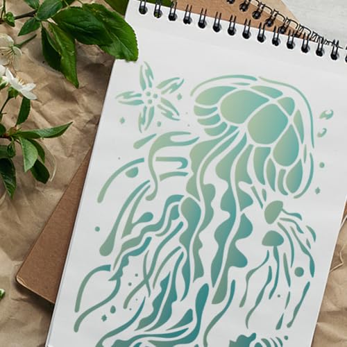 Jellyfish Stencil, Ocean Animal Reusable Painting Template - style: Jellyfish