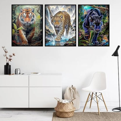 Ekuxom 3pcs Wild Animals Paint by Numbers for Adults Beginner - color: 3pcs Wild Animals