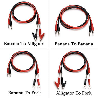 Sumnacon 4 in 1 Banana Plug Alligator Clip Pure Copper Fork Test Lead - size: 3.3 ft