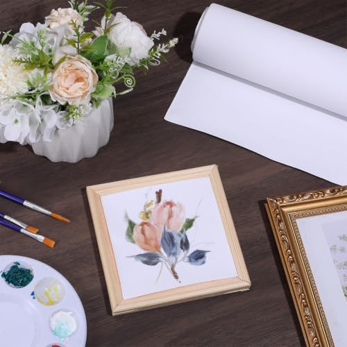 BENECREAT Primed Cotton Canvas Roll 16.4ft x 14.6in, White Artist Canvas for Oil and Acrylic Painting, DIY Crafts, Backdrops