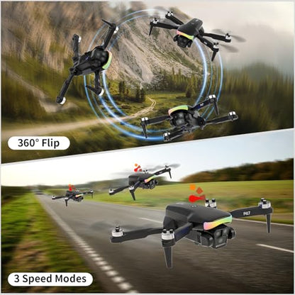 Mini Drone with 1080P Camera for Adults and Beginner,RGB LED Light FPV Drone Quadcopter for Beginners,One Key Take Off/Land Altitude Hold,Optical Flow Positioning Gravity Gesture Control