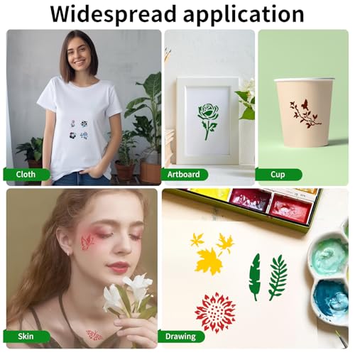 100 Pcs Small Stencils for Painting on Wood 2" x 2" (Flower Plants Insect) - color: Plants