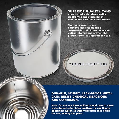 Master Elite 1 Gallon Unlined Empty Metal Paint Can Bucket with Lids,4-Pack - size: 128-Fl Oz (Pack of 4)