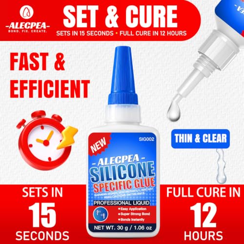 ALECPEA Silicone Glue, 30g Clear Flexible Adhesive with 3 Applicator Tips - color: Silicone Glue