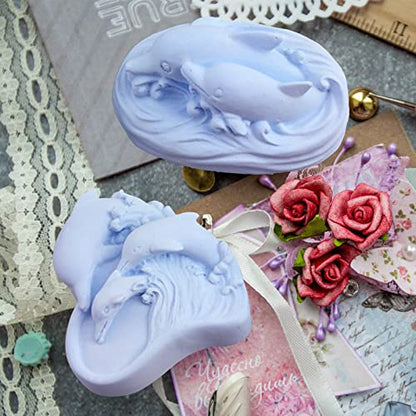 2Pcs Soap Molds Dolphin Silicone Molds 3D Sea Dolphin Shape Soap Candle Wax Mould Marine Epoxy Resin Casting Polymer Clay Art Craft Making Chocolate Fondant Cake Baking Mould Home Wedding Gift Decor - color: 2pc Dolphin