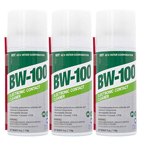BW-100 Non-Flammable Electronic Contact Cleaner Aerosol Spray - Safely Cleans Joysticks, Computers, PCB and More - Removes dust, Dirt and contaminants on Contact-Quick Dry | 4oz/114g | Pack of 3 - size: 4 Ounce (Pack of 3)