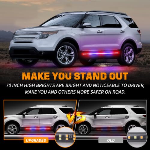 XRIDONSEN 2PCS 60 inch Strobe Lights Strip 720 LED Running Board Lights - color: Red/Blue