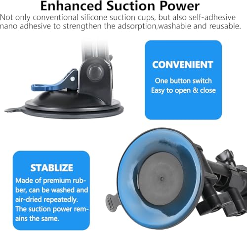 HSU Car Suction Cup Mount for GoPro/Insta 360/DJI Osmo Action Camera