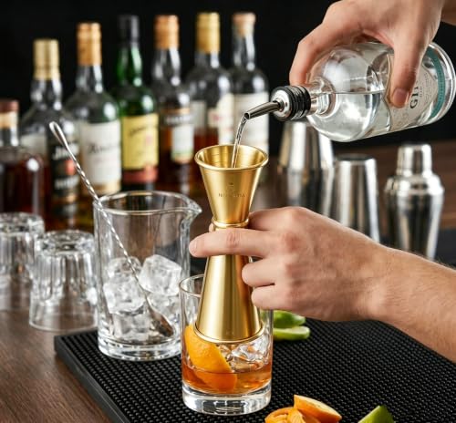 Homestia Jigger for Bartending, 2 oz 1 oz Double Measure Cocktail Cup, Gold - color: 1-Pack Gold