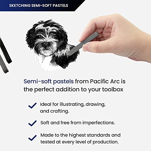 Pacific Arc - Sketching Pastel Set, 3 piece - Soft - Black - For Sketching, Blending, Coloring and Drawing - Non-Toxic - color: Black Color Soft 3pc