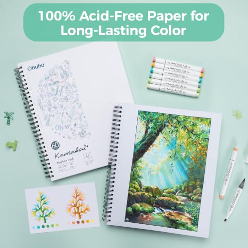 Ohuhu 11"x14" Double-Sided Bleedproof Marker Pad Art Sketchbook 60 Sheets - size: 11" x 14"