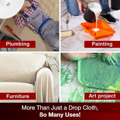 Quick Drop 8 Oz Canvas Safety Drop Cloth, 3.5' x 4', (Pack Of 12) - color: 12 Pack, size: 3.5X4
