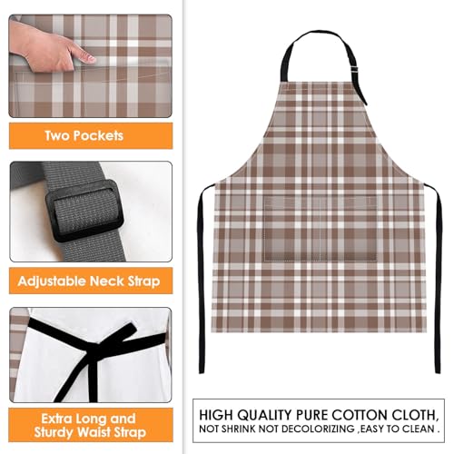 Britimes Apron with Pockets, 32x28 inch, 2 Pack, Khaki Champagne - color: Khaki Brown