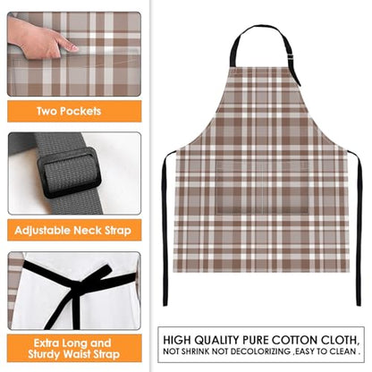 Britimes Apron with Pockets, 32x28 inch, 2 Pack, Khaki Champagne - color: Khaki Brown