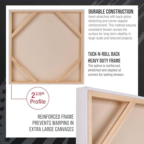 U.S. Art Supply Stretched Canvas for Painting 36" x 36" 2-3/8" Extra Deep - size: 36" x 36"