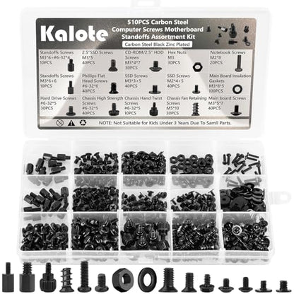 510Pcs Computer Screws Kit, M3 6-32 Motherboard Standoffs for SSD - color: 510Pcs Black Pc Screws