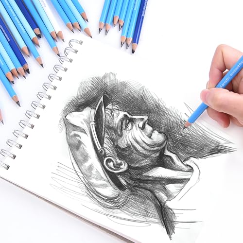 Professional Drawing Set,12 Colored Pencils,12 Graphite Pencils,Eraser,Case - color: Set-Macaron