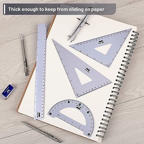Mr. Pen- Metal Geometry Kit, 4 Pack, 45° & 30°/60° Set Squares - color: Periwinkle Gray
