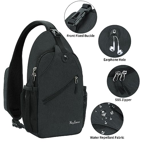 MAYLISACC Sling Bag Reversible Crossbody Chest Daypack Lightweight Hiking - color: Black-b
