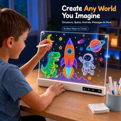 Cardivek LED Drawing Board for Kids, 16" Rechargeable Light Up Tablet - color: White