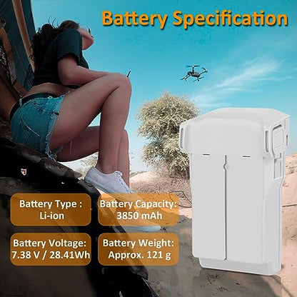 Mini 3 Battery Rechargeable 1 Packs 3850mAh Replace for Mini 3/Mini 3 Pro Battery Compatible with DJI Mini 3/Mini 3 Pro Drone