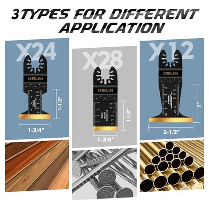 KELIN 64pcs Titanium Oscillating Tool Blades, Universal Multitool Blades