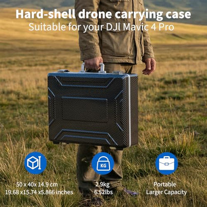 Drone Carrying Case for DJI Mavic 4 Pro/Creator Combo, Portable Hard Shell Storage Case with Custom Foam, Compatible with RC Pro 2/RC 2 Remote Controller, Charging Hub, Batteries and Accessories