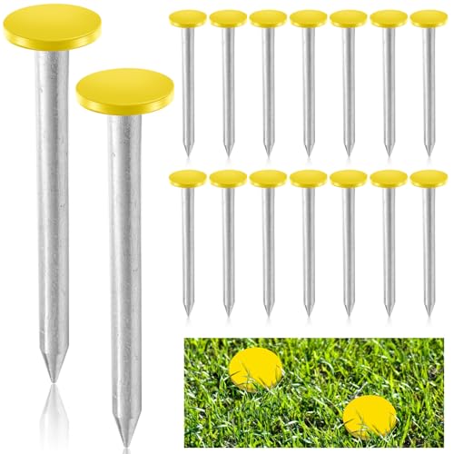 Silkfly 8 Pcs 6.7 Inch Survey Stakes Property Line Markers Low Profile Heavy Duty Hi-vis Yellow Stakes Building Line Marker for Garden Lawn Landscape Edging Weed Barriers - color: Yellow, size: 6.7 Inch