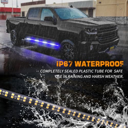 XRIDONSEN 2-Pack 70-inch Blue White Emergency Lights Running Board Lights - color: Blue/White