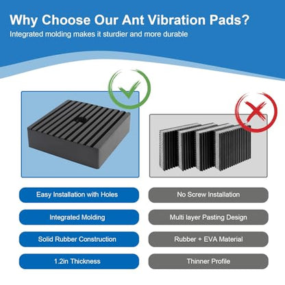Solid Shock Pad for Air Compressor Vibration Pad or Equipment Shock Absorbing, Air Compressor Rubber Mounts Solid Rubber Anti-Vibration Isolation Pad, Super Duty 4"X4"X1" 4-Pack