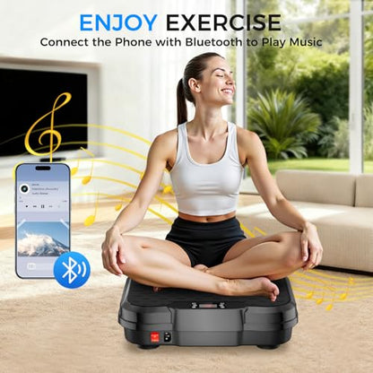 Vibration Plate Exercise Machine,Vibration Plate for Lymphatic Drainage Power Vibration Plate Machine Support 450 Lbs 250 Adjustable Speeds,Vibrating Plate Shake Plate Weight Loss - color: Black