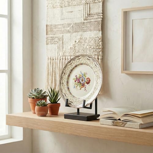 Metal Display Stand for Tabletop, Modern Black Frame Holder Stand for Photos, Plates, Books & Artwork, Small Picture Easel, Picture Frame Holder Stand for Home, Office & Tabletop Decor (Black)
