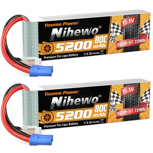 3S Lipo Battery EC5 5200mAh 11.1V 80C Softcase for RC Car Drone 2pcs - style: 2x 11.1V 5200mAh