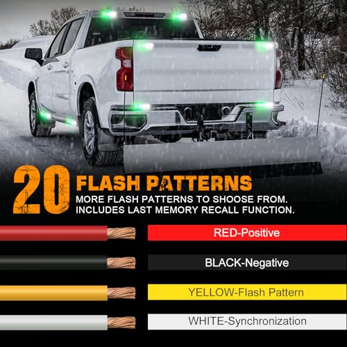 XRIDONSEN 8PCS Sync Grill Strobe Lights 32 LED Green White Emergency Lights - color: Green/White