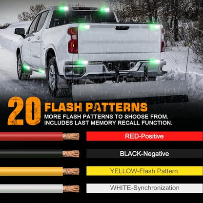XRIDONSEN 8PCS Sync Grill Strobe Lights 32 LED Green White Emergency Lights - color: Green/White