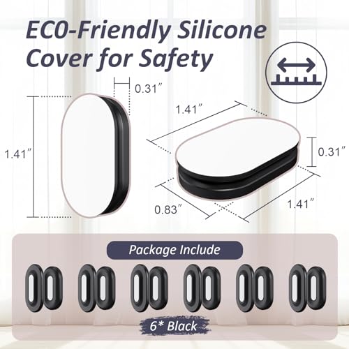 Silicone Magnetic Remote Control Holder Wall Mount for TV Fan 6 Pack - color: 6 Black, size: Oval