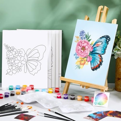Dinifee 6 Pack Pre Drawn Canvas 8x10 Paint Kit for Adults, Butterfly - style: Butterfly