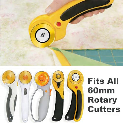 60mm Titanium Rotary Cutter Blades 10 Pack Replacement Rotary Blades for Arts Crafts Quilting Scrapbooking Sewing I Enhanced Sharpness - size: 60mm