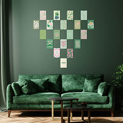 Teling 60 Pcs Wall Collage Kit, Danish Pastel Poster Wall Decor, Green - color: Green